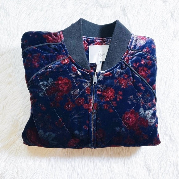 Joie Mace Quilted Flower Bomber Jacket Black Trim SZ Small - Picture 2 of 10